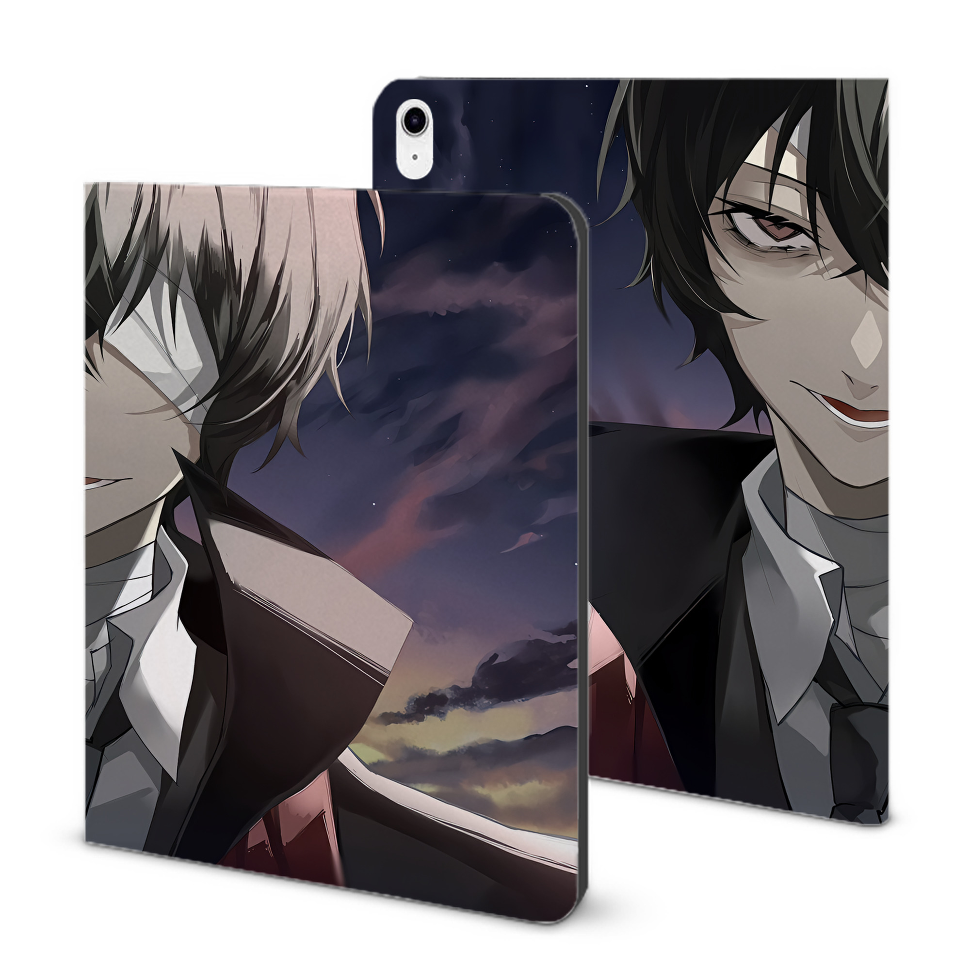 （画像用） 文豪ストレイドッグス Bungo Stray Dogs IPad ケース ブック型 PUレザー TPU 耐衝撃 軽量 薄型 ペン収納なし 全面保護 IPad 各モデル対応